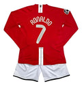 Kit Niño Manchester United Retro 07/08 Ronaldo Jersey