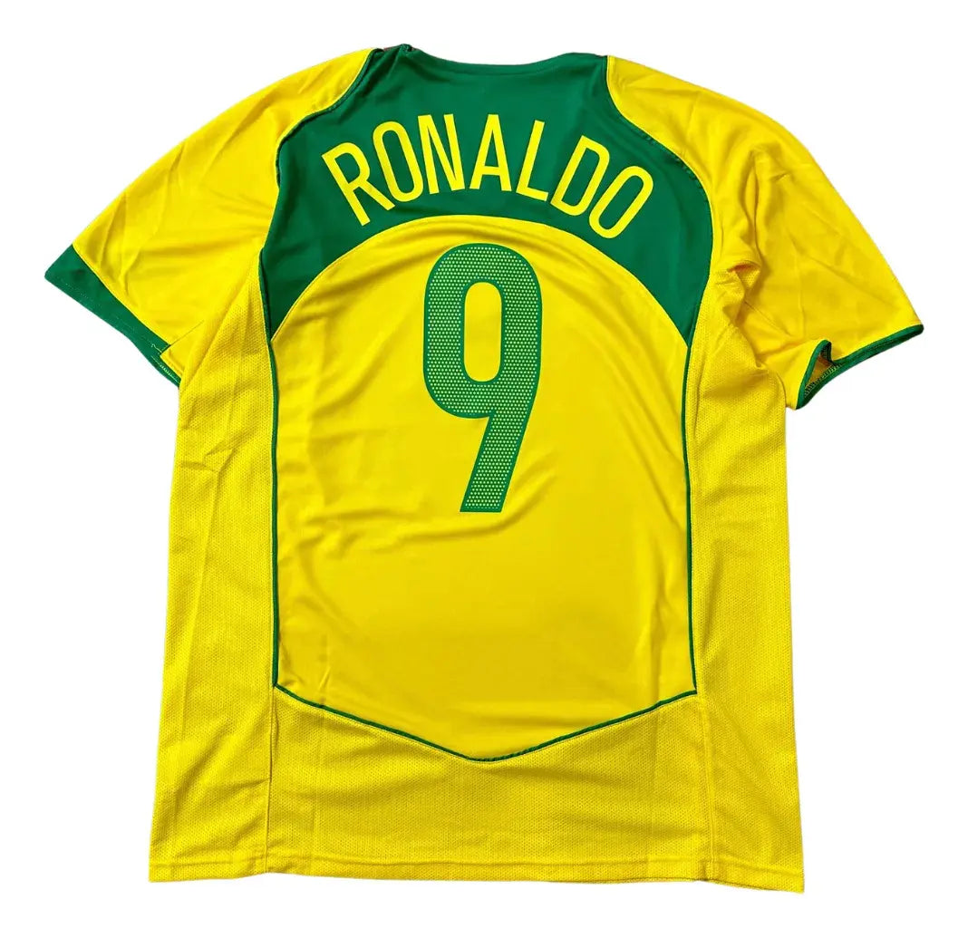 Jersey Brasil Retro 2004 Ronaldo Ronaldinho Playera